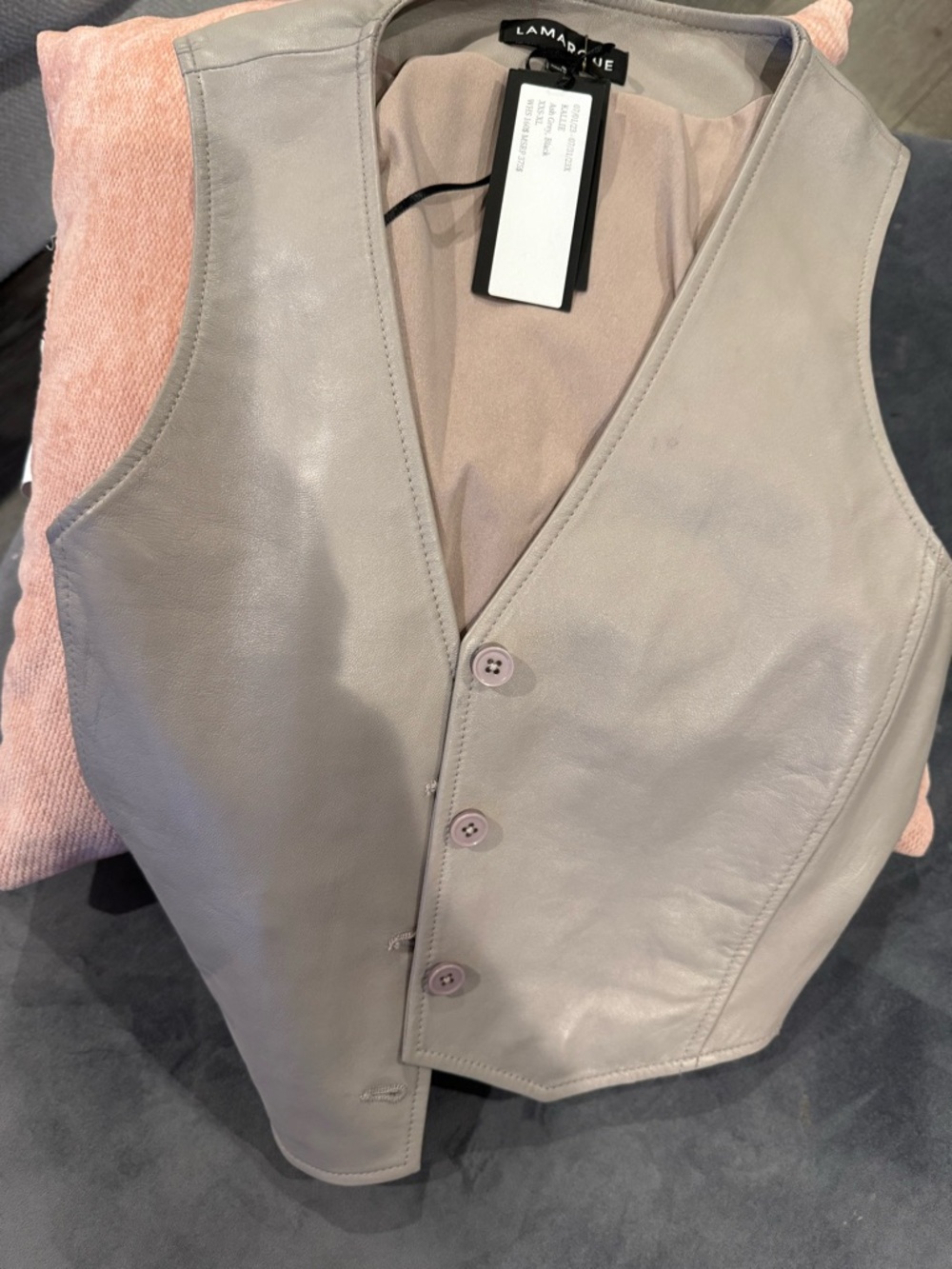 LAMARQUE Soft Taupe Leather Vest  NWT